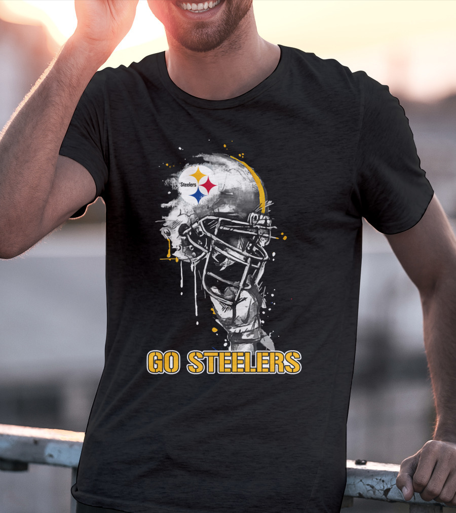 Steelers Football Skull Helmet Go Steelers T-Shirt