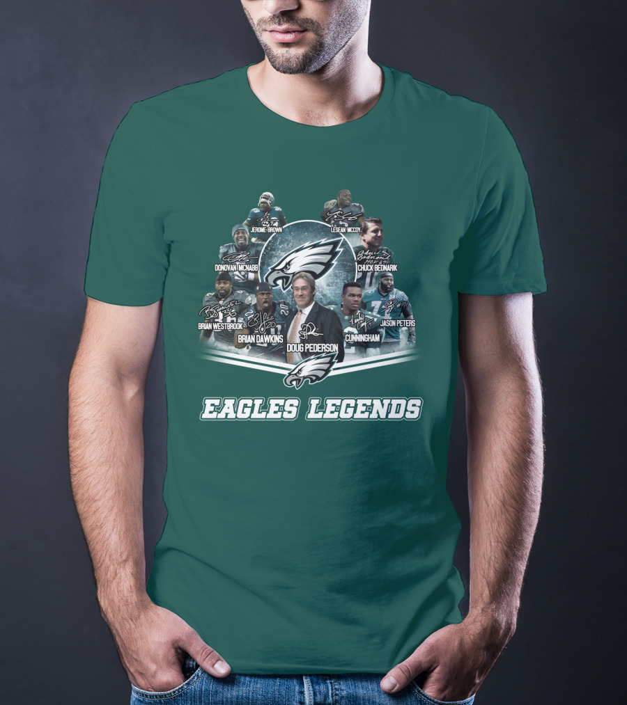 Eagles Legends Jerome Brown Lesean Mccoy Donovan Mcnabb Chuck Bednarik Brian Westbrook Brian Dawkins Doug Pederson Randall Cunningham Jason Peters T-Shirt