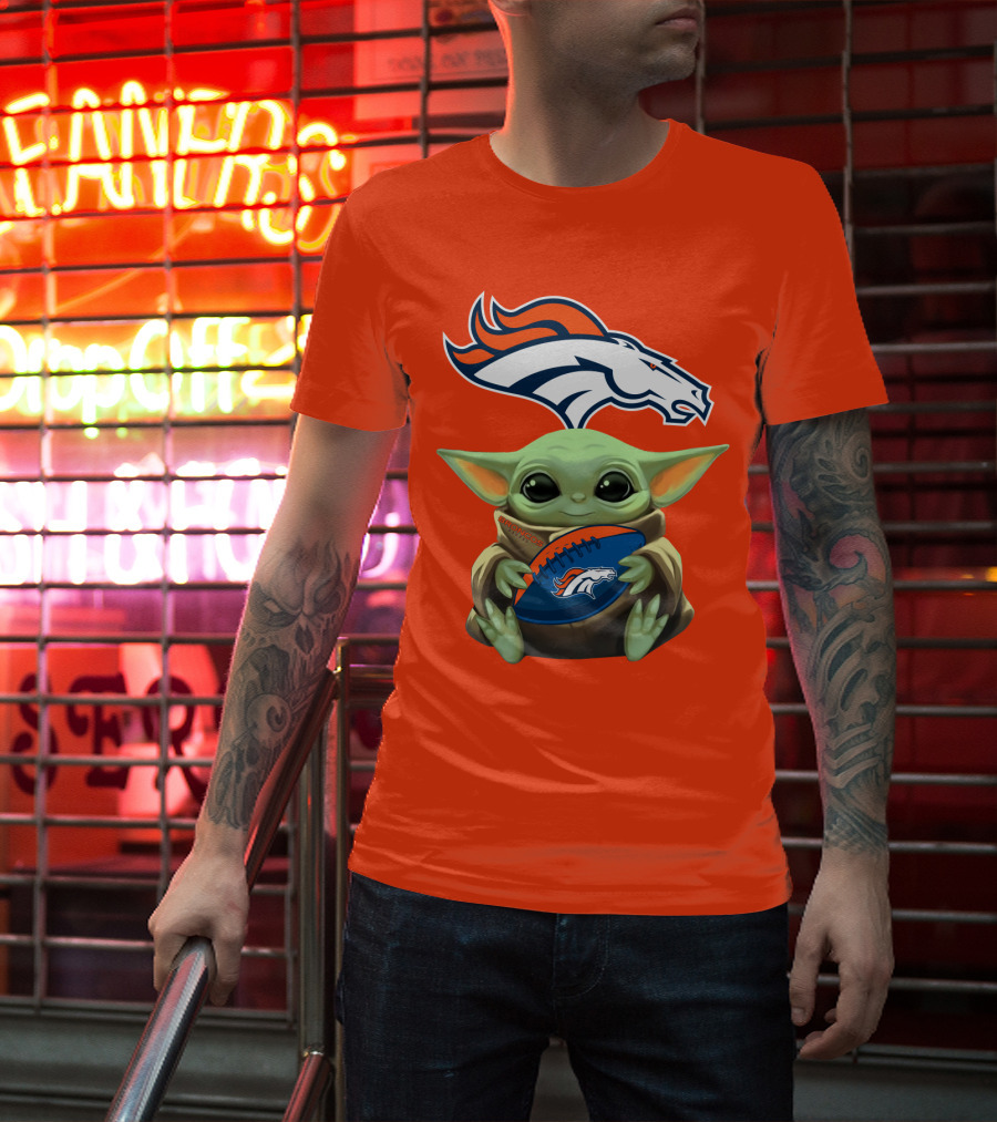 Denver Broncos Baby Yoda Football Fan T-Shirt