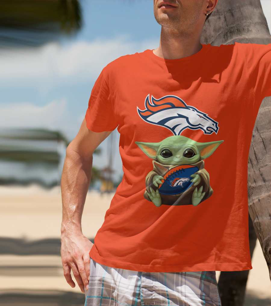 Denver Broncos Baby Yoda Football Fan T-Shirt