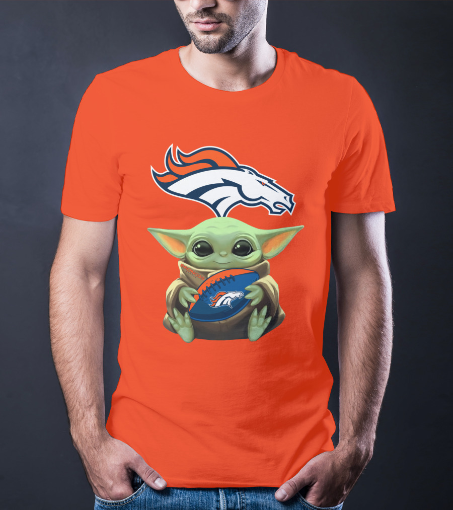 Denver Broncos Baby Yoda Football Fan T-Shirt