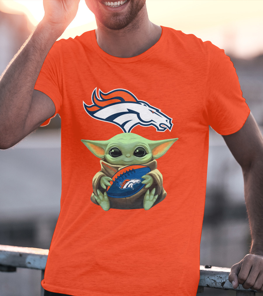 Denver Broncos Baby Yoda Football Fan T-Shirt