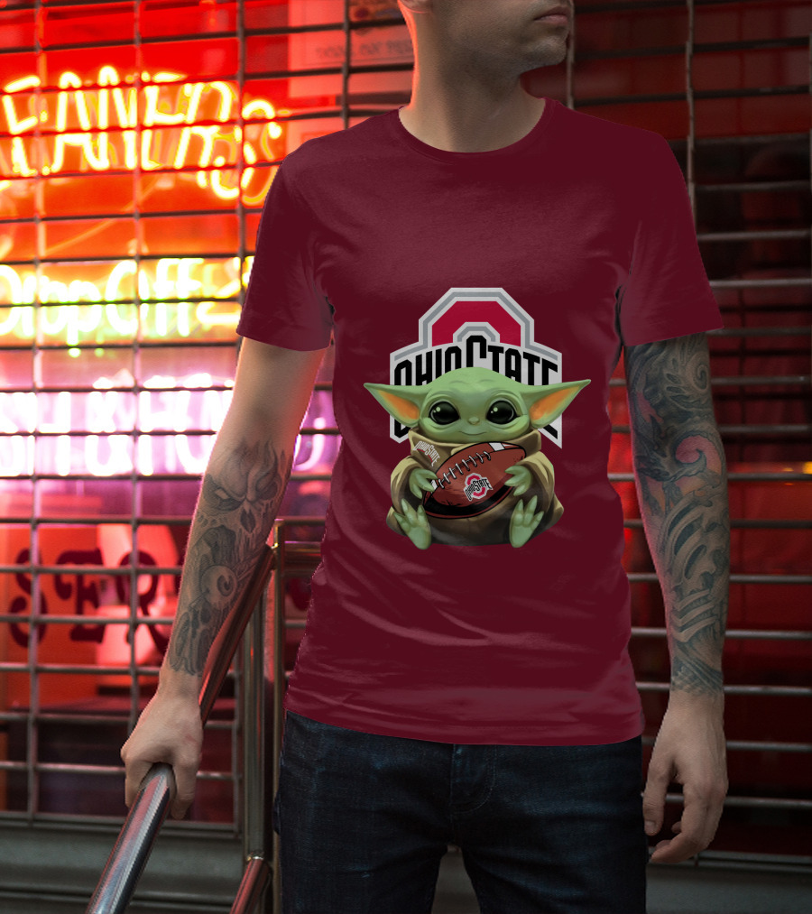 Ohio State Baby Yoda Football T-Shirt