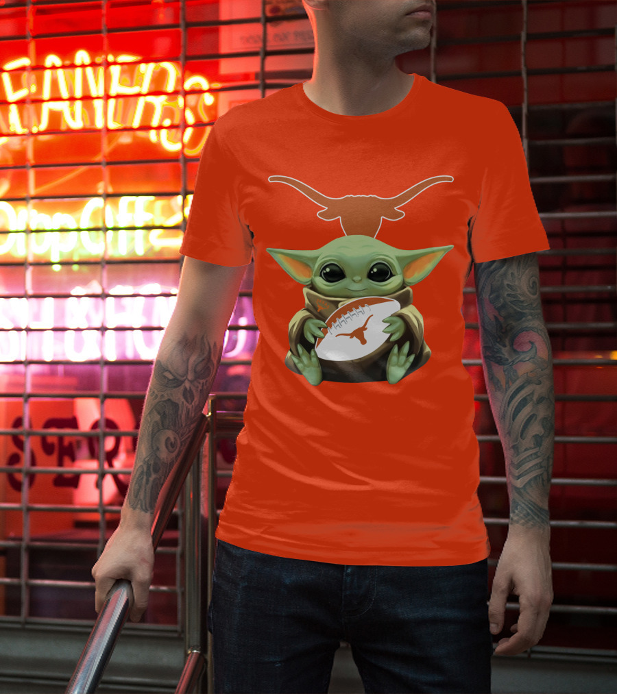 Baby Yoda Texas Longhorns Football T-Shirt