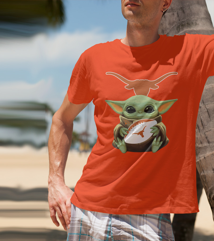 Baby Yoda Texas Longhorns Football T-Shirt