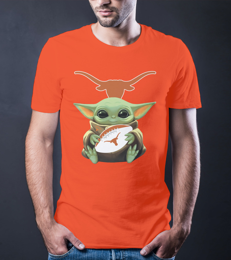 Baby Yoda Texas Longhorns Football T-Shirt