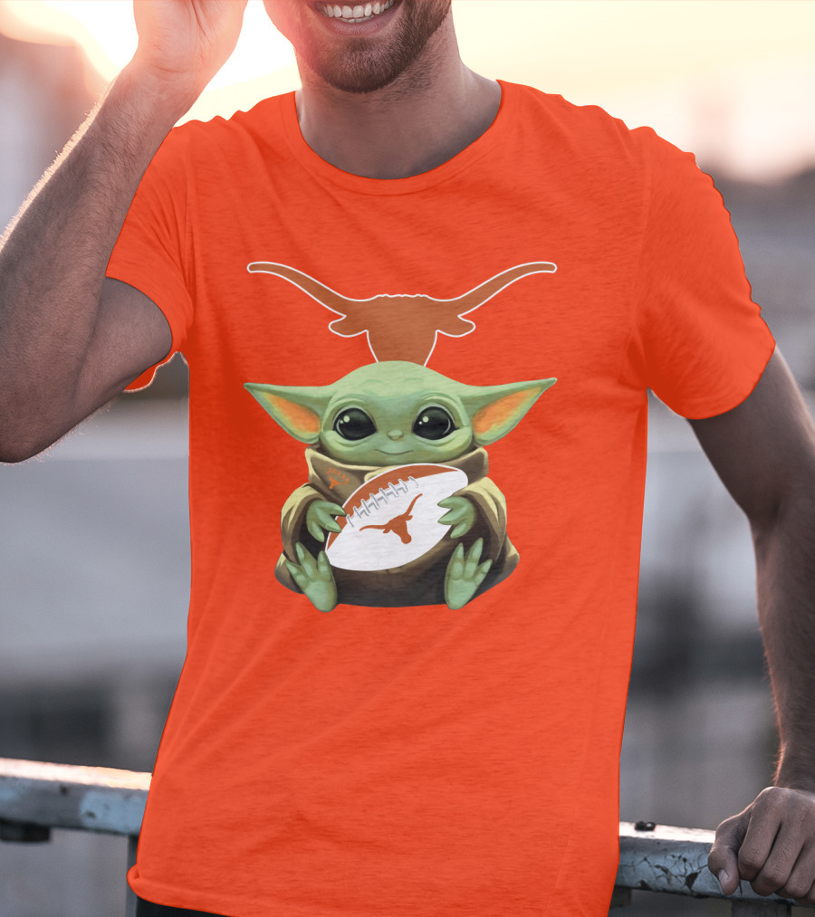 Baby Yoda Texas Longhorns Football T-Shirt