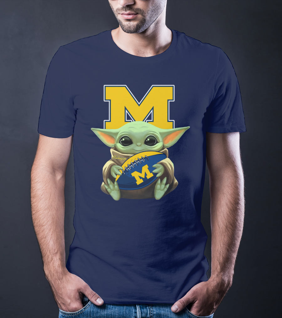 Michigan Baby Yoda Football M T-Shirt