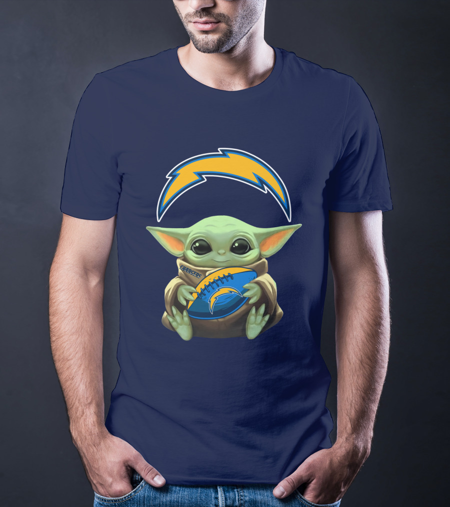 Los Angeles Chargers Baby Yoda Football T-Shirt