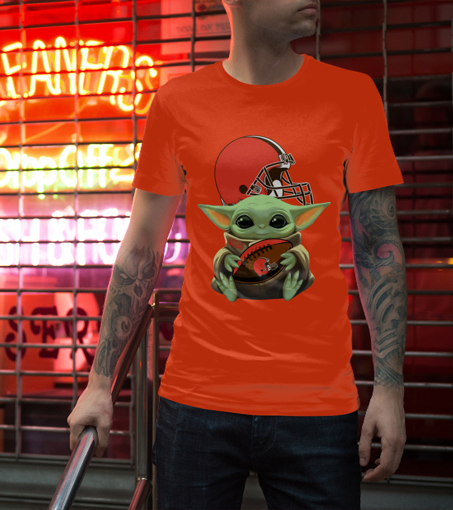 Cleveland Browns Football Baby Yoda T-Shirt