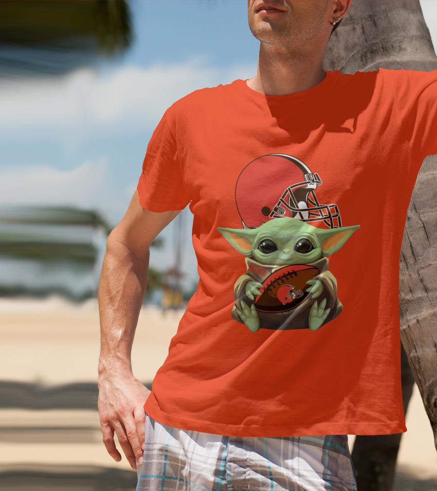 Cleveland Browns Football Baby Yoda T-Shirt