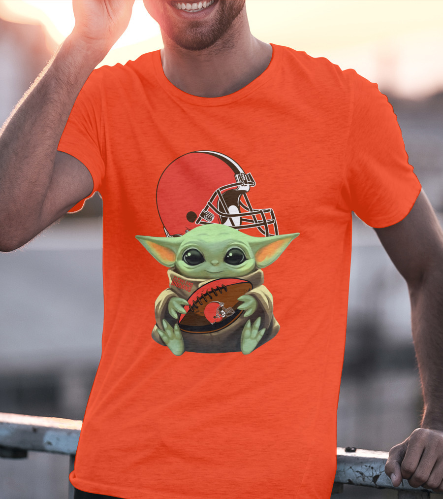 Cleveland Browns Football Baby Yoda T-Shirt