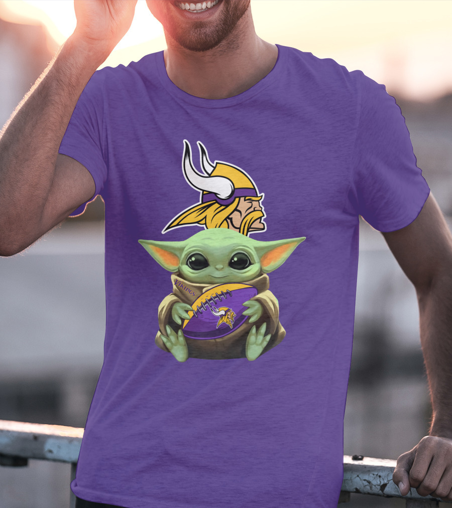 Vikings Football Baby Yoda T-Shirt
