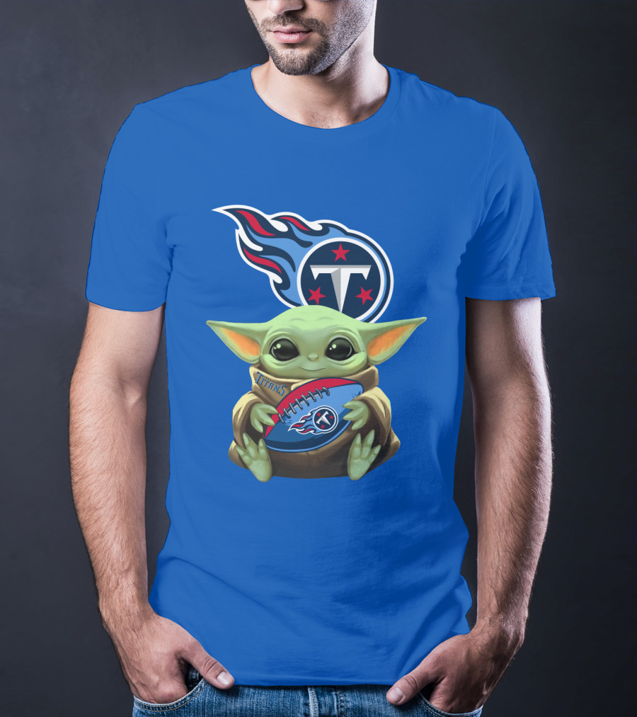 Tennessee Titans Baby Yoda Football T-Shirt