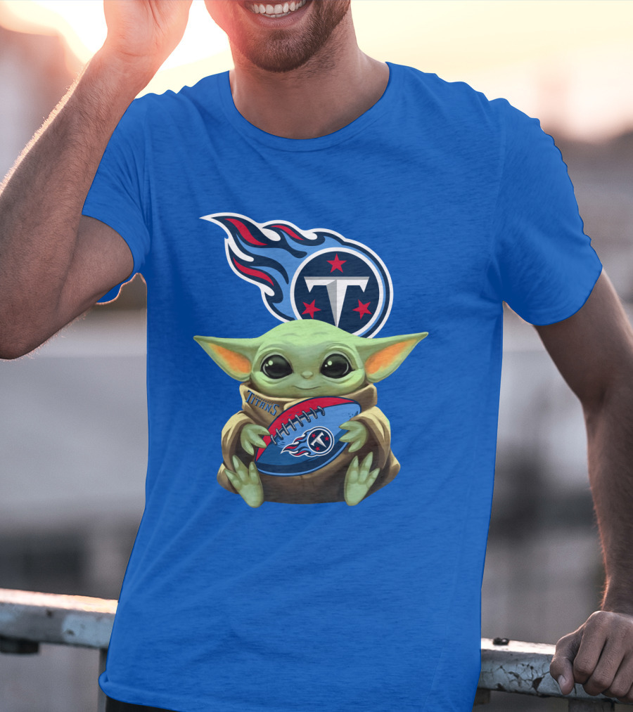 Tennessee Titans Baby Yoda Football T-Shirt