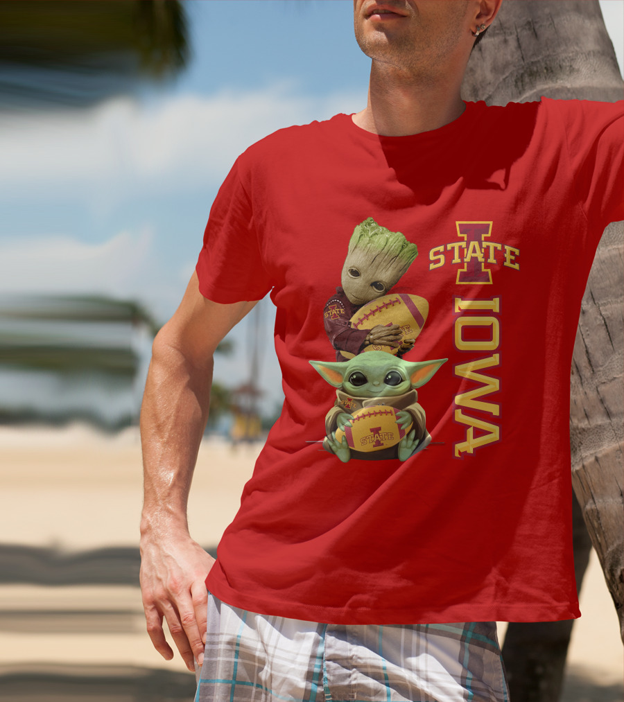 Iowa State Groot And Baby Yoda Football T-Shirt