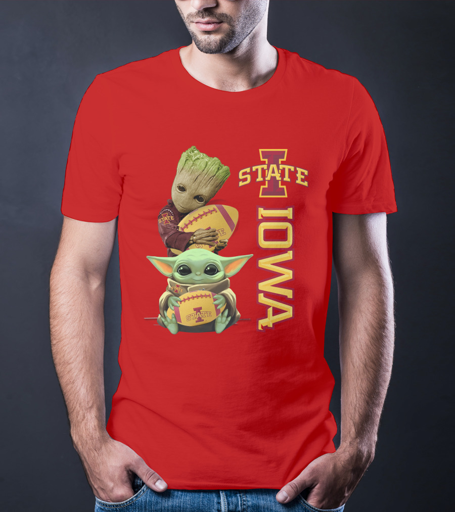 Iowa State Groot And Baby Yoda Football T-Shirt