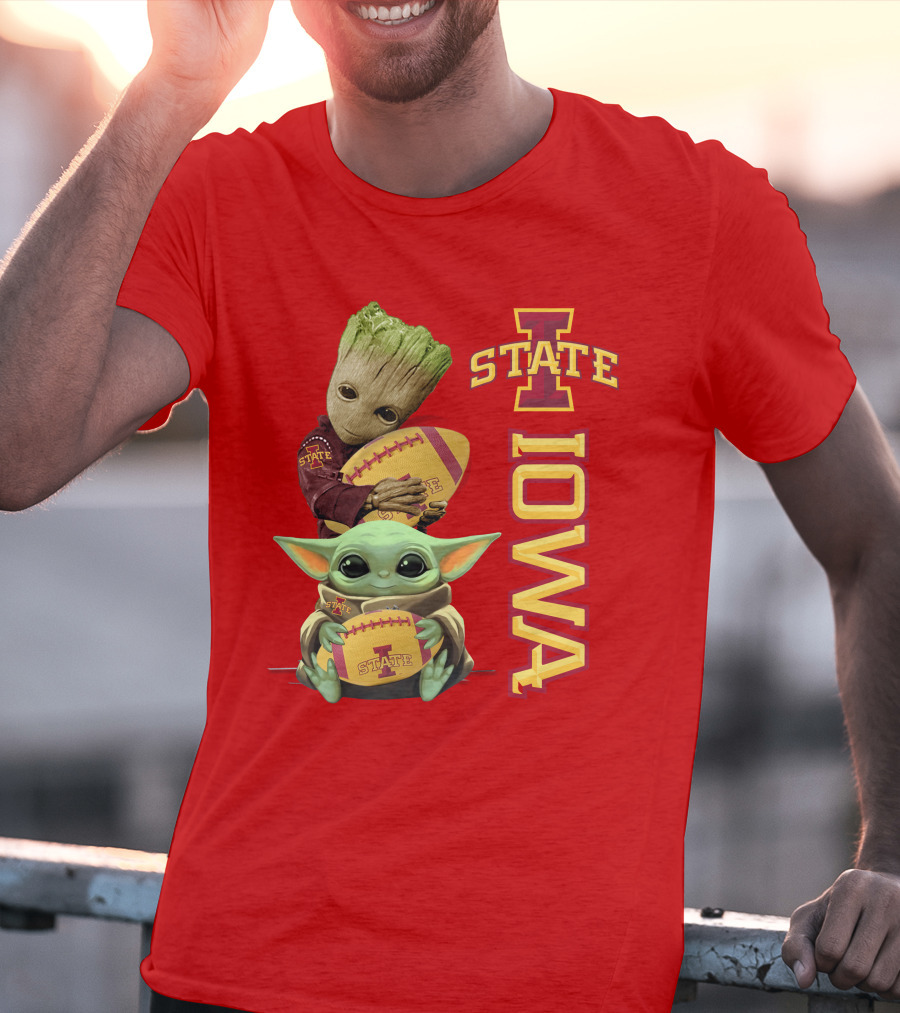 Iowa State Groot And Baby Yoda Football T-Shirt