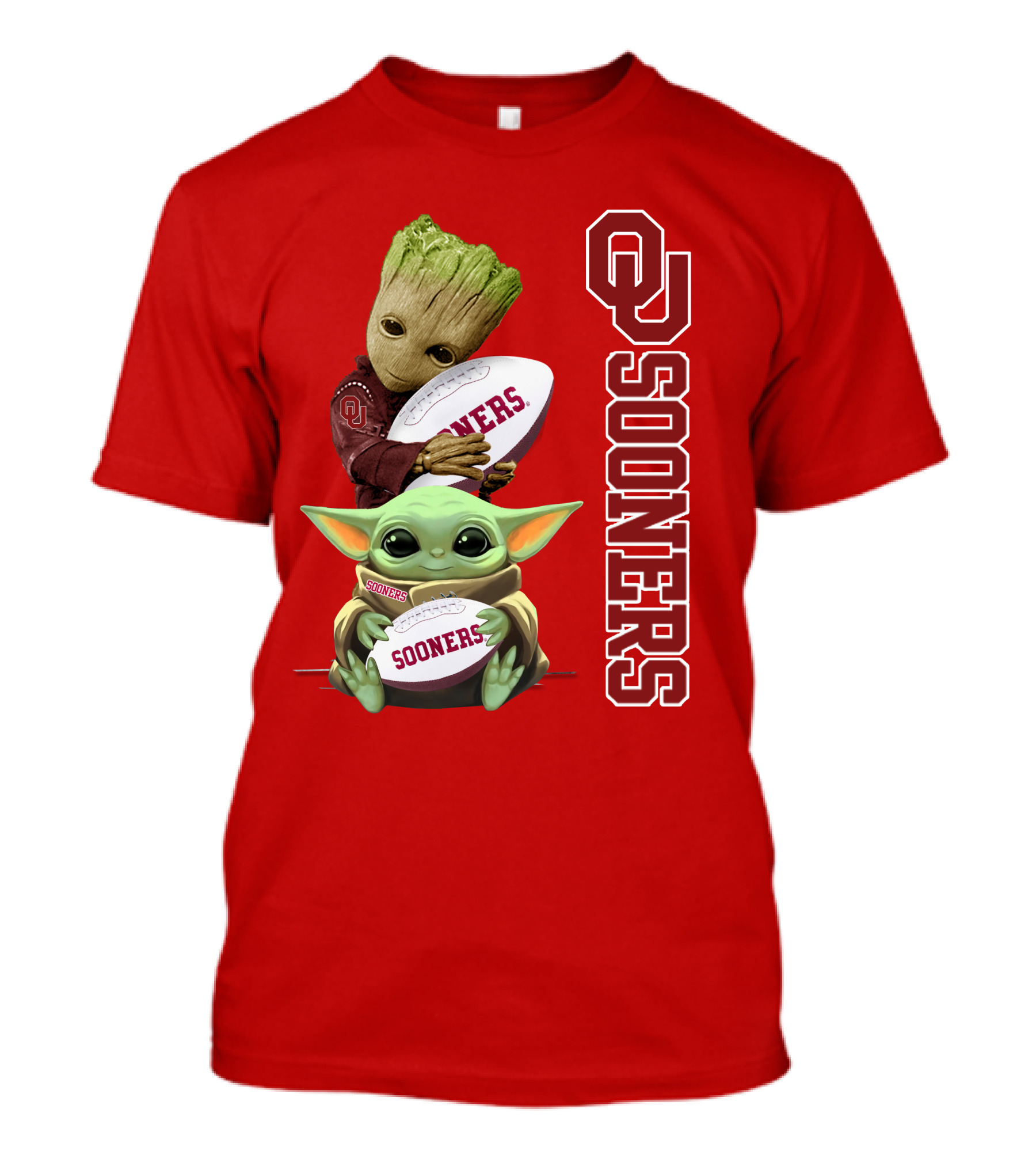 Ou Sooners Groot Baby Yoda Football T-Shirt