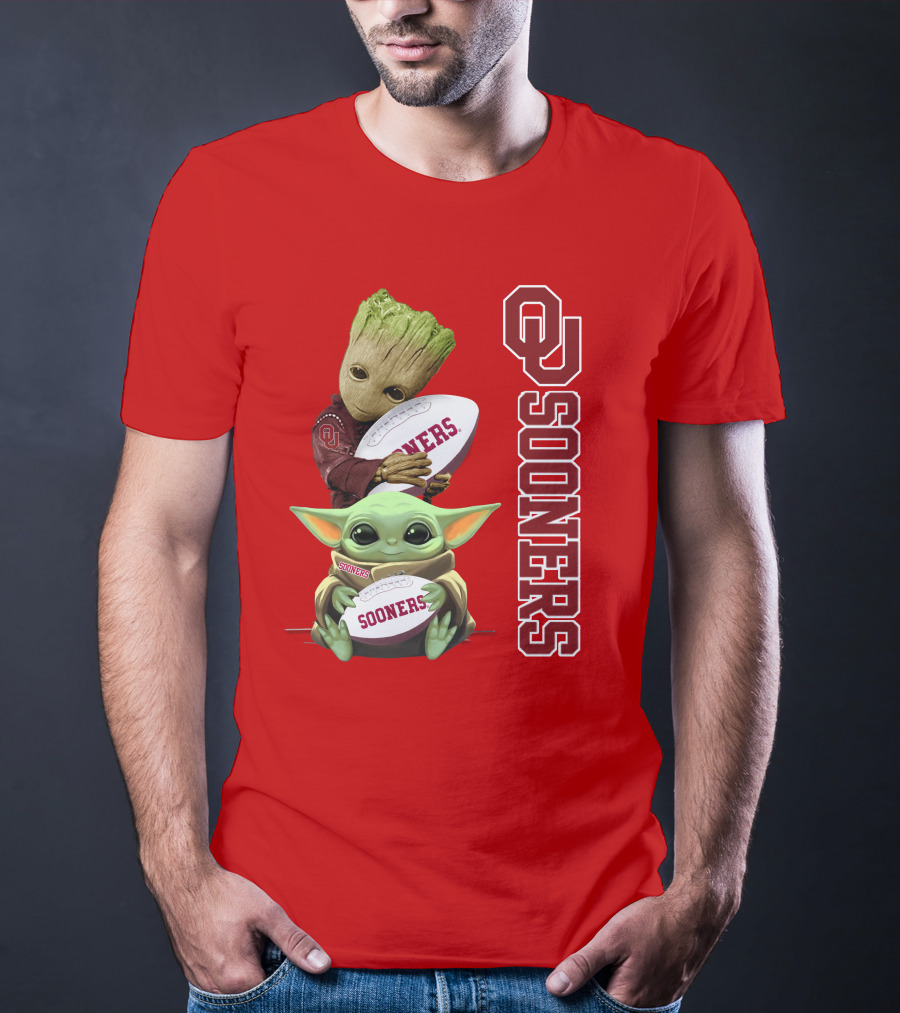 Ou Sooners Groot Baby Yoda Football T-Shirt