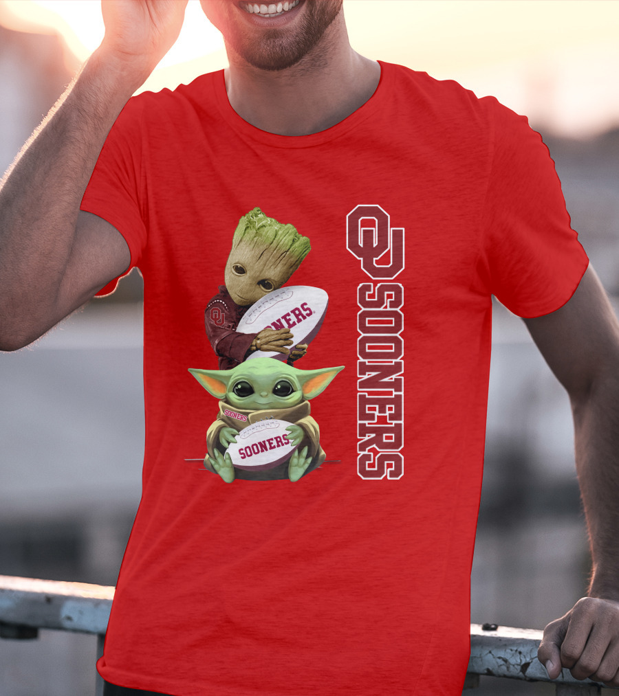 Ou Sooners Groot Baby Yoda Football T-Shirt