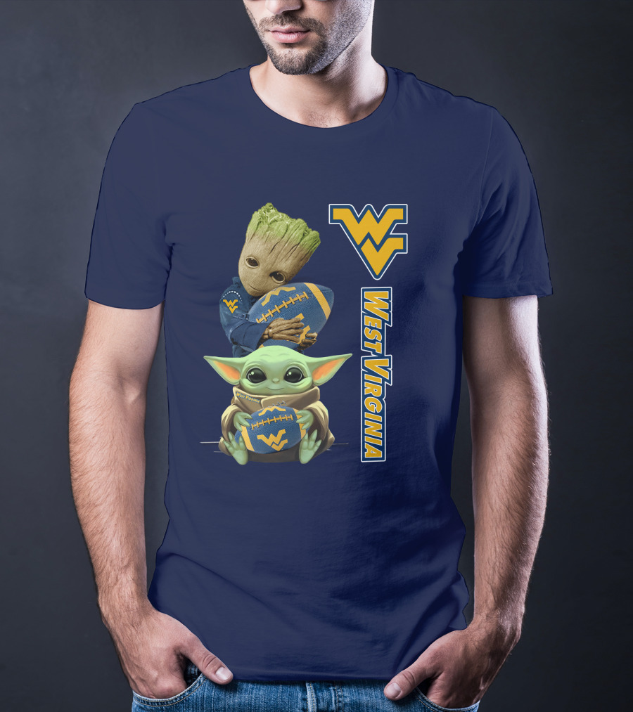 Groot And Baby Yoda West Virginia Mountaineers T-Shirt