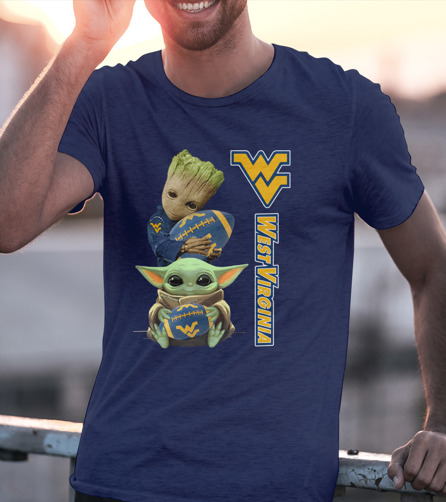 Groot And Baby Yoda West Virginia Mountaineers T-Shirt