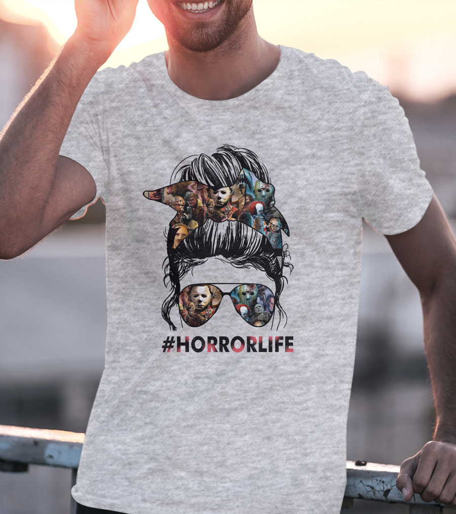 HorrorLife Messy Bun Iconic Horror Characters T-Shirt