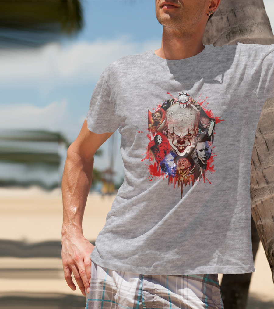 Halloween Killers Pennywise Michael Myers Freddy Krueger Jason Voorhees Jigsaw Horror Icons T-Shirt