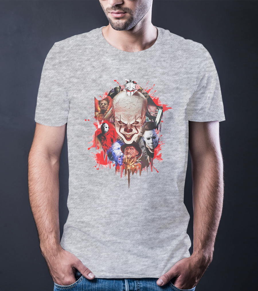 Halloween Killers Pennywise Michael Myers Freddy Krueger Jason Voorhees Jigsaw Horror Icons T-Shirt