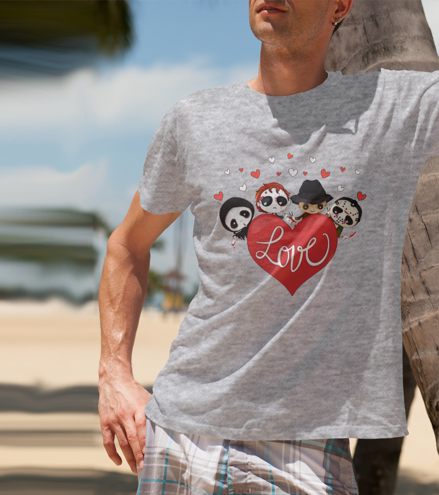 Love Horror Movie Chibi Quartet Valentine T-Shirt