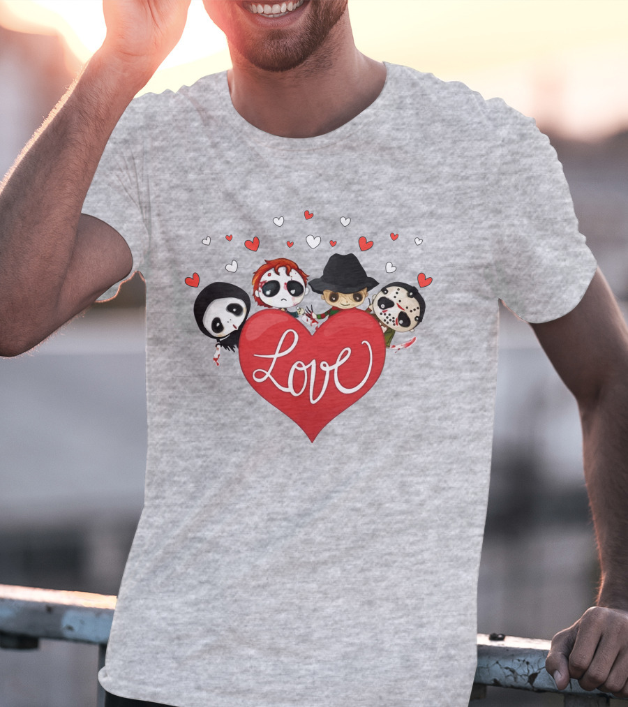 Love Horror Movie Chibi Quartet Valentine T-Shirt