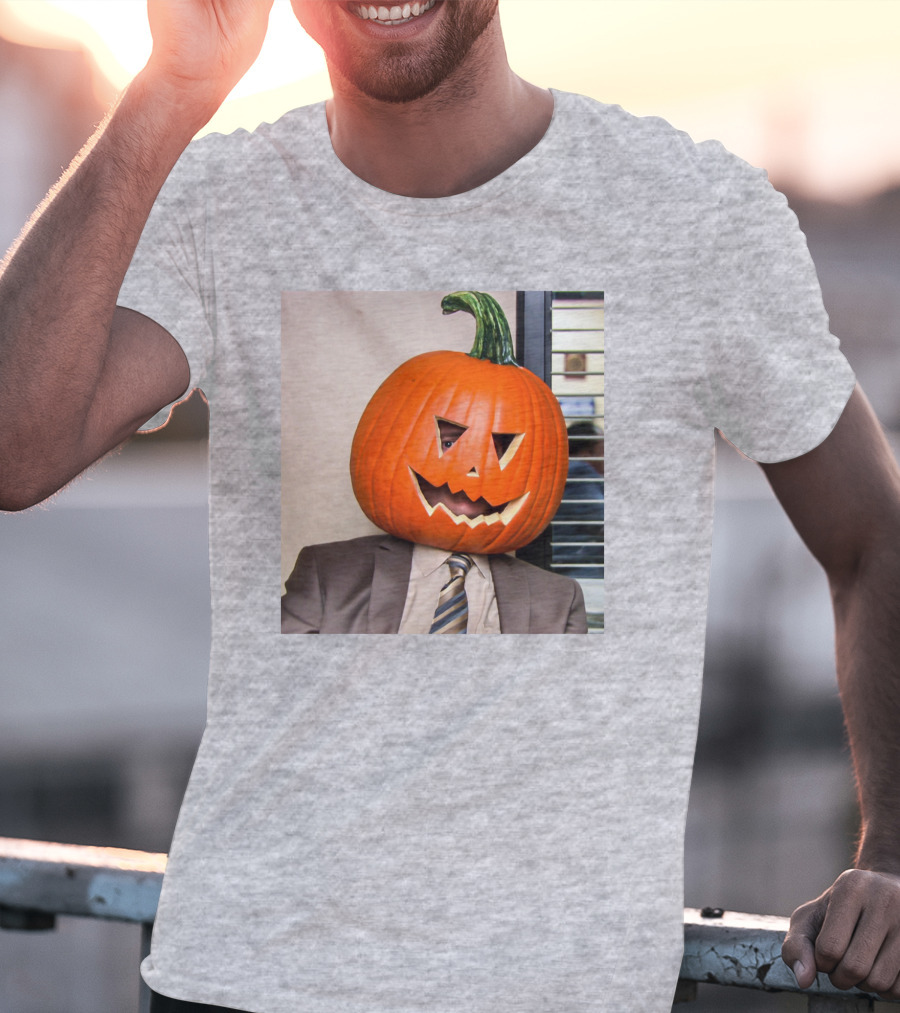 Office Halloween Pumpkin Head Costume T-Shirt