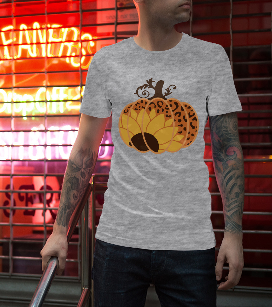 Sunflower Leopard Pumpkin Cheetah Pumpkin T-Shirt
