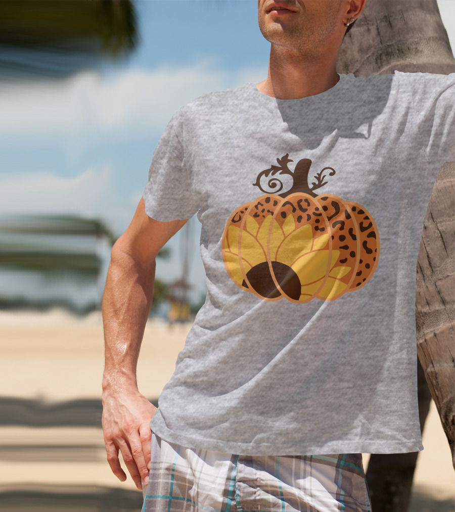Sunflower Leopard Pumpkin Cheetah Pumpkin T-Shirt