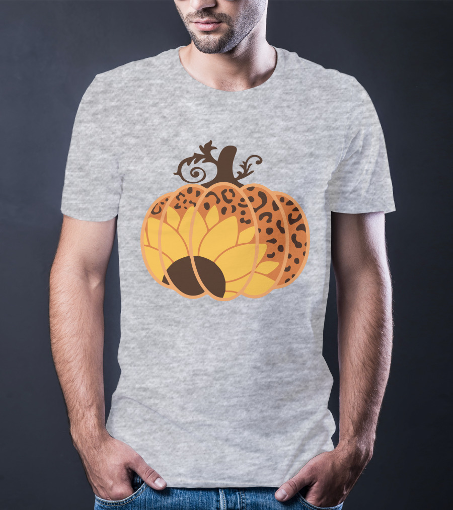 Sunflower Leopard Pumpkin Cheetah Pumpkin T-Shirt