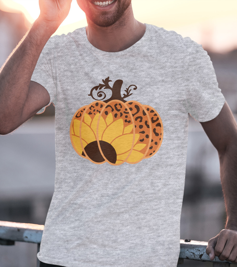 Sunflower Leopard Pumpkin Cheetah Pumpkin T-Shirt