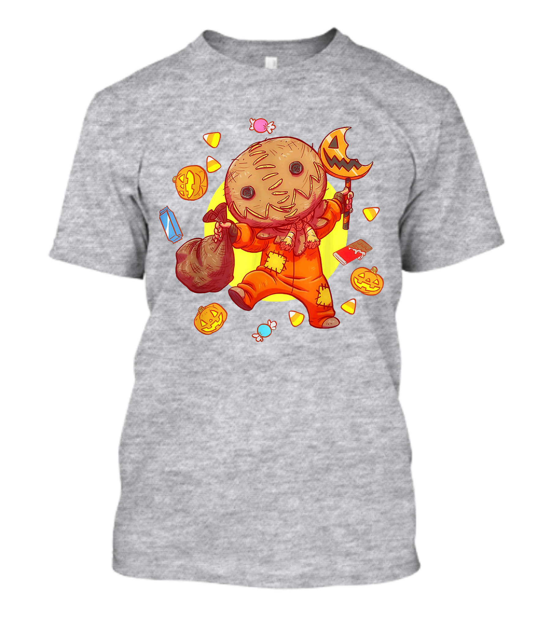 Trick R Treat Sam Halloween Cute Funny Pumpkin Candy Sack T-Shirt