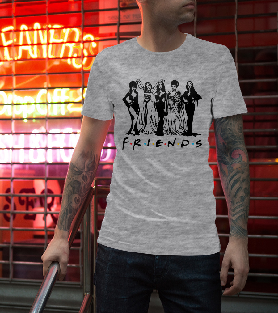 Horror Friends Squad Gothic Icons In Classic TV Show T-Shirt