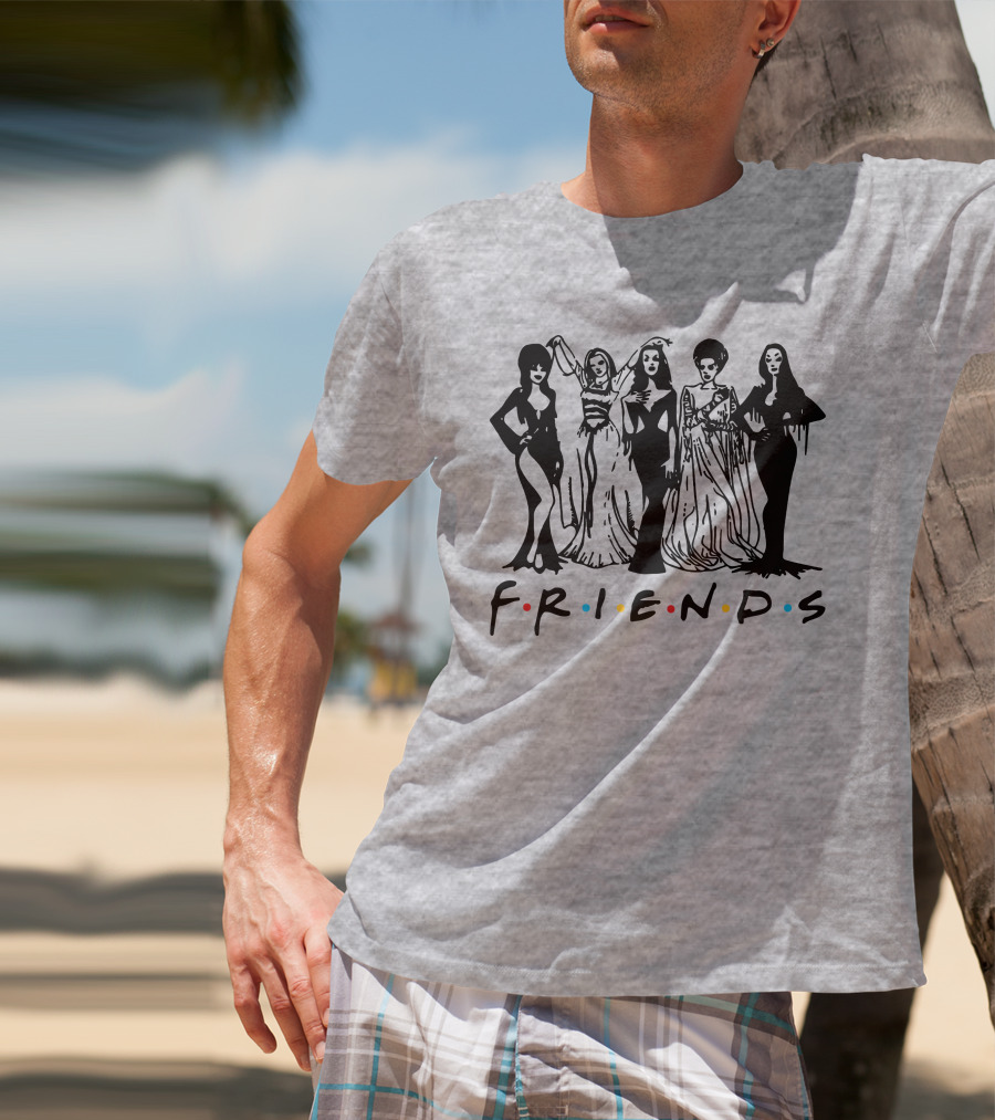 Horror Friends Squad Gothic Icons In Classic TV Show T-Shirt