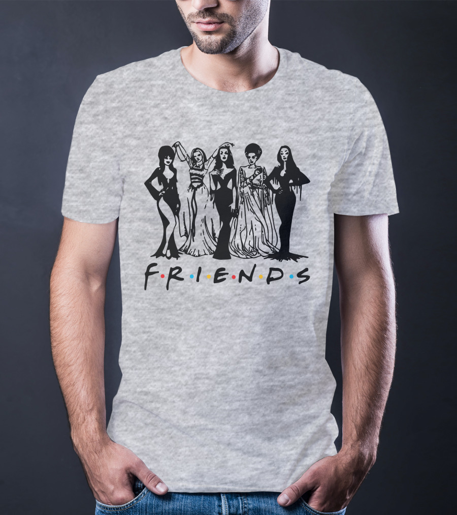 Horror Friends Squad Gothic Icons In Classic TV Show T-Shirt