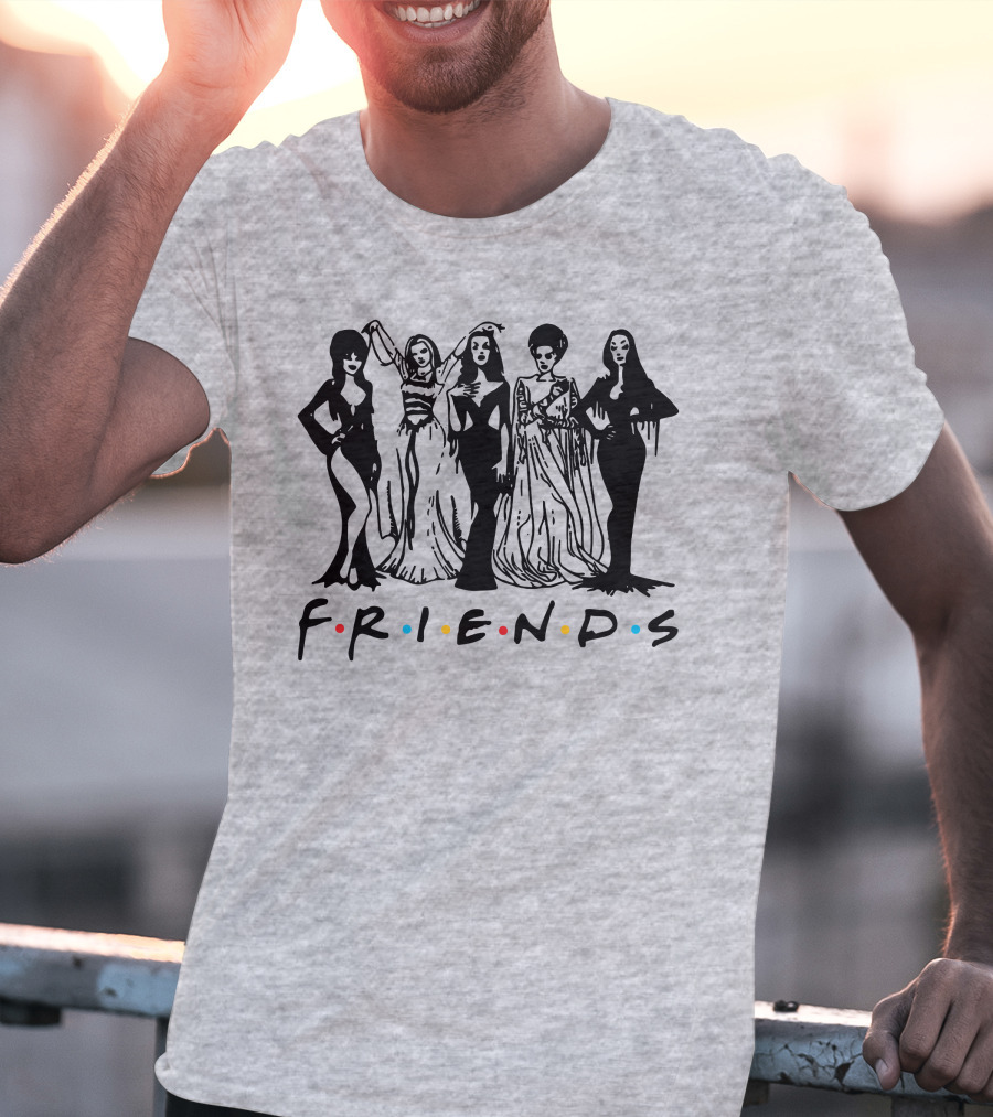 Horror Friends Squad Gothic Icons In Classic TV Show T-Shirt