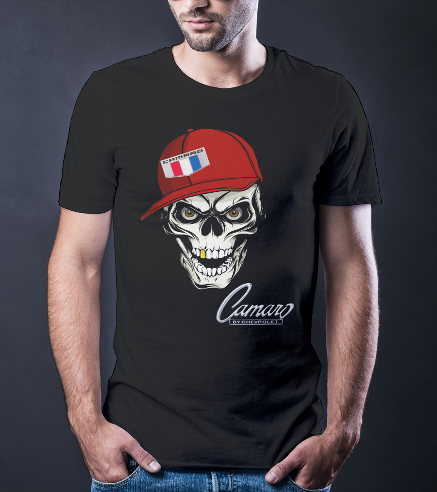 Camaro Skull With Red Cap By Chevrolet T-Shirt
