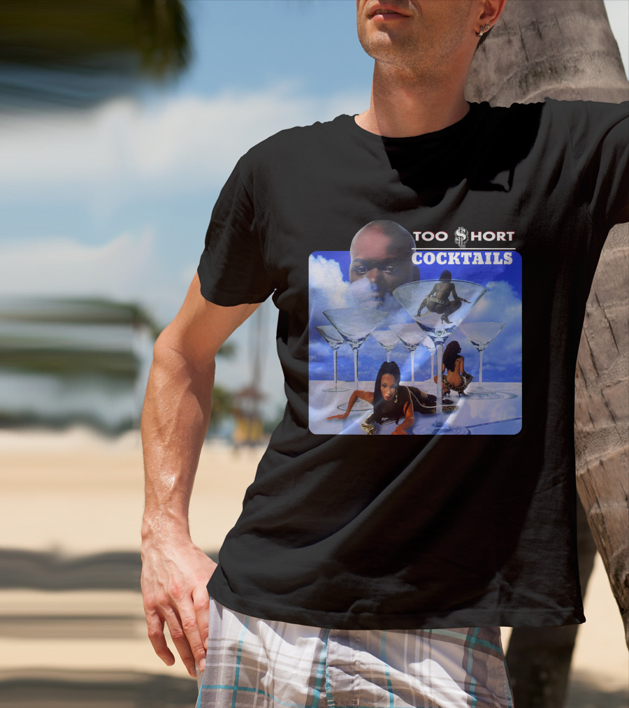 Too Short Cocktails Album Cover Sky And Martini Glasses T-Shirt