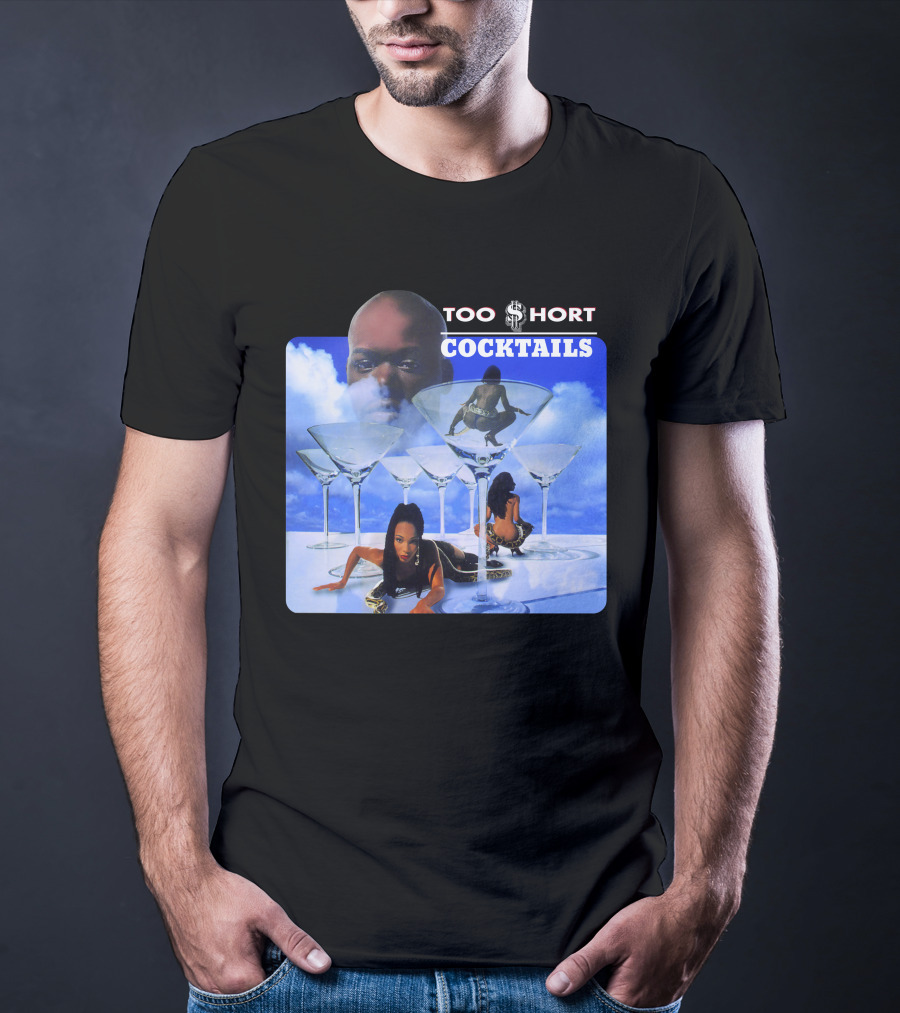 Too Short Cocktails Album Cover Sky And Martini Glasses T-Shirt