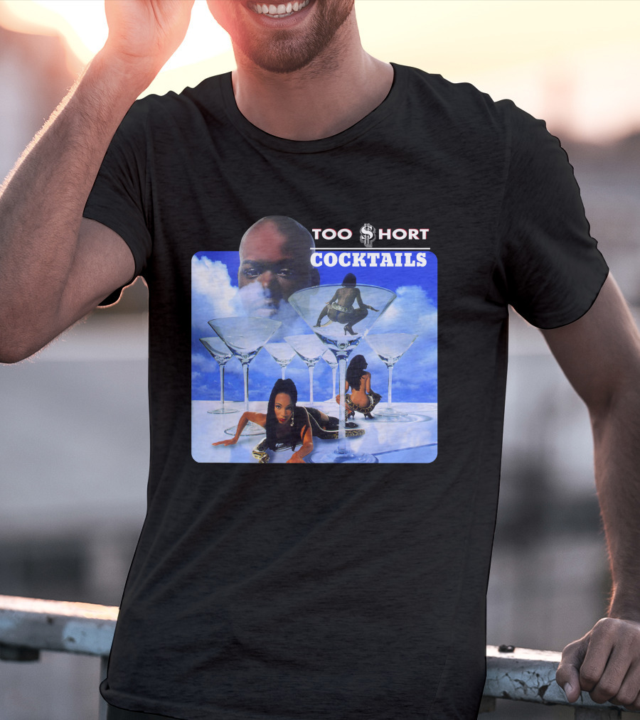 Too Short Cocktails Album Cover Sky And Martini Glasses T-Shirt