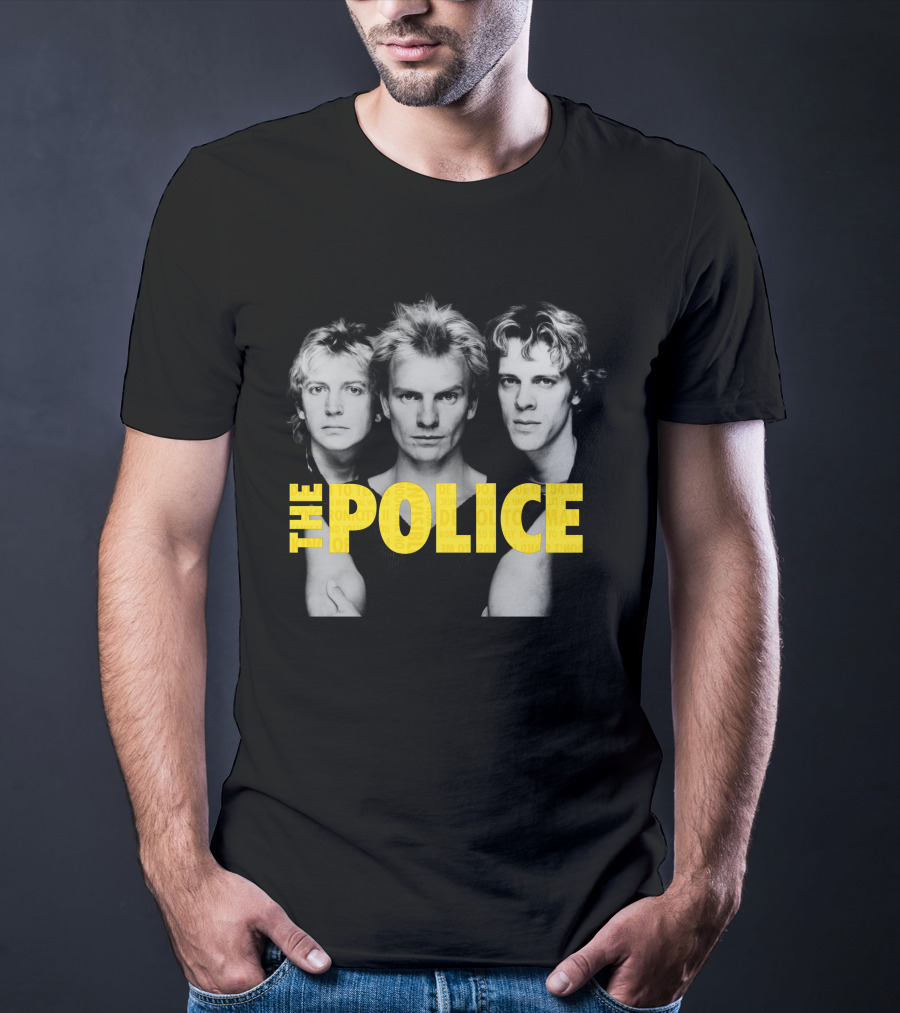 The Police Band Members Portrait With Yellow T-Shirt