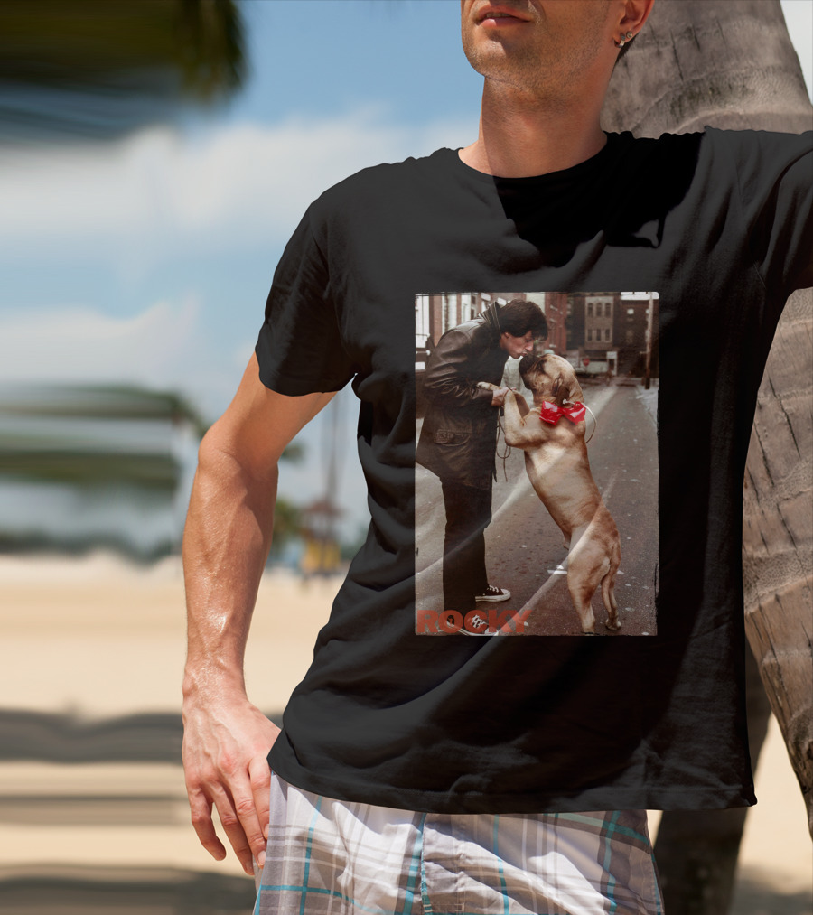 Rocky And Dog With Red Bow In Urban Street Scene T-Shirt