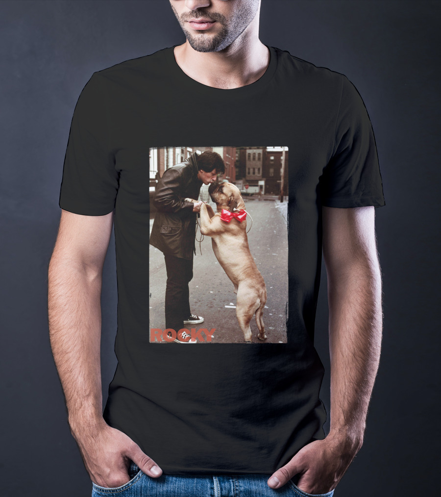 Rocky And Dog With Red Bow In Urban Street Scene T-Shirt
