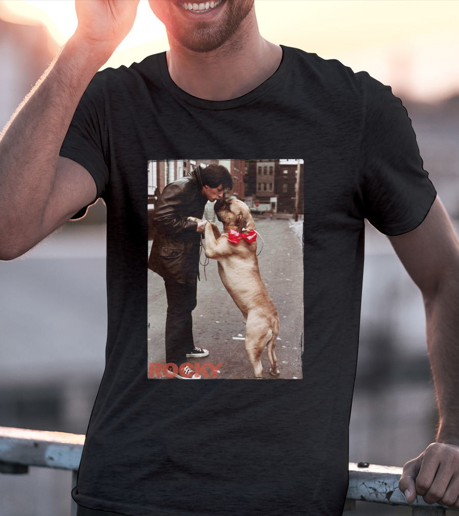 Rocky And Dog With Red Bow In Urban Street Scene T-Shirt